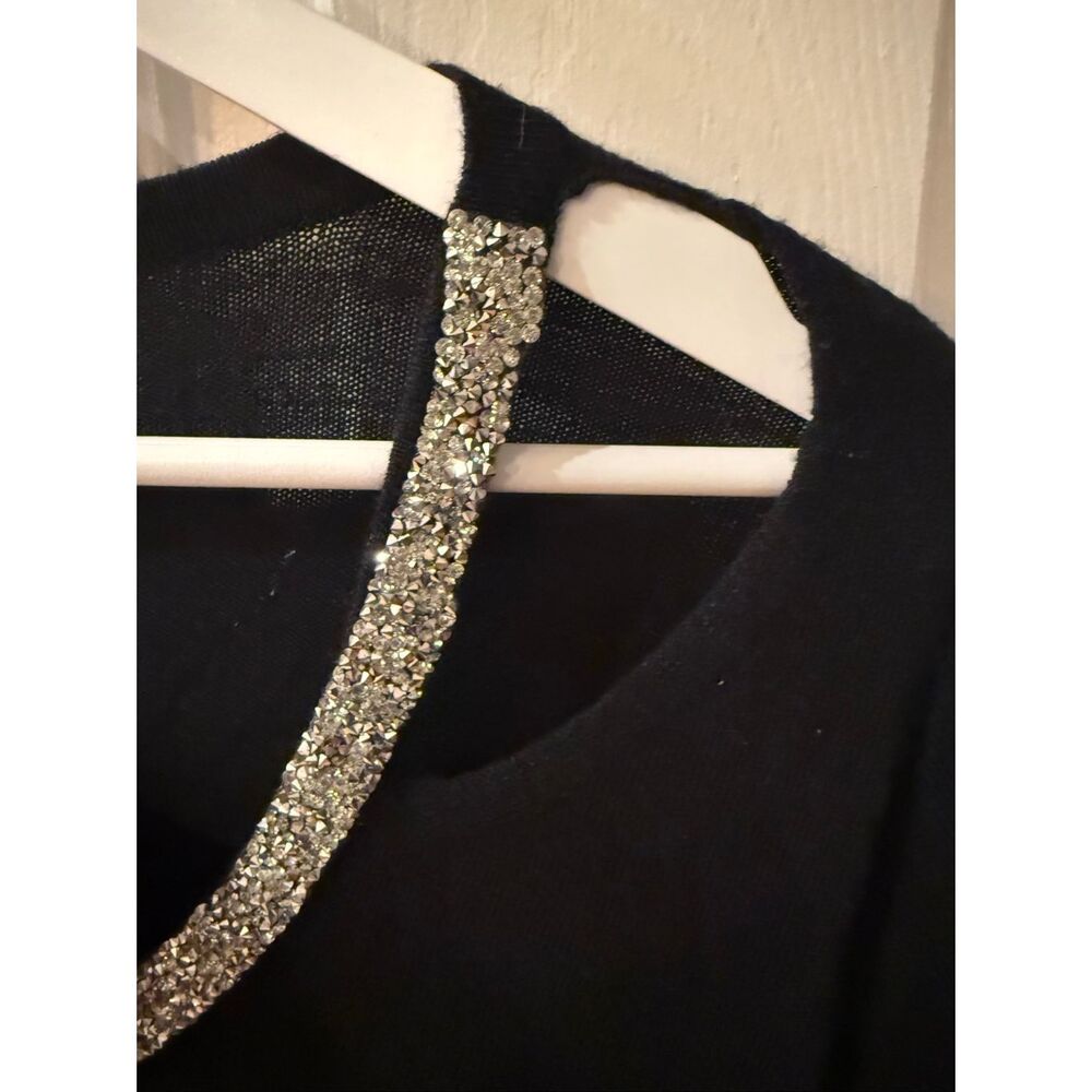 Olivia Sky Black Shoulder Slit Silver Embellished Sweater sz 1X NWT - Picture 4 of 8
